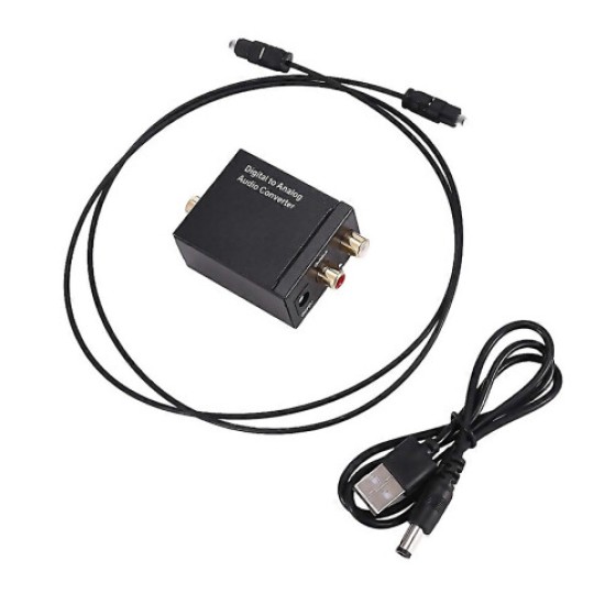 Optical Toslink to Coaxial Signal to RCA RL Audio Decoder for Digital to Analog Audio Converter